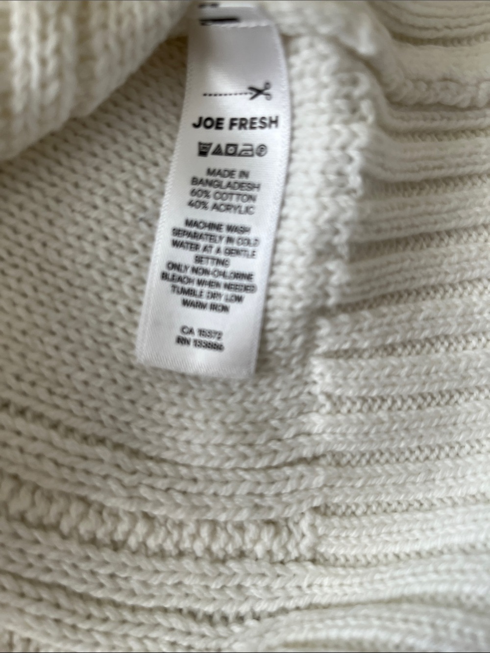 ❤️3 for $30 Item Joe Fresh Cream Cable-Knit V-Neck Tennis Style Sweater NWT - Picture 5 of 5